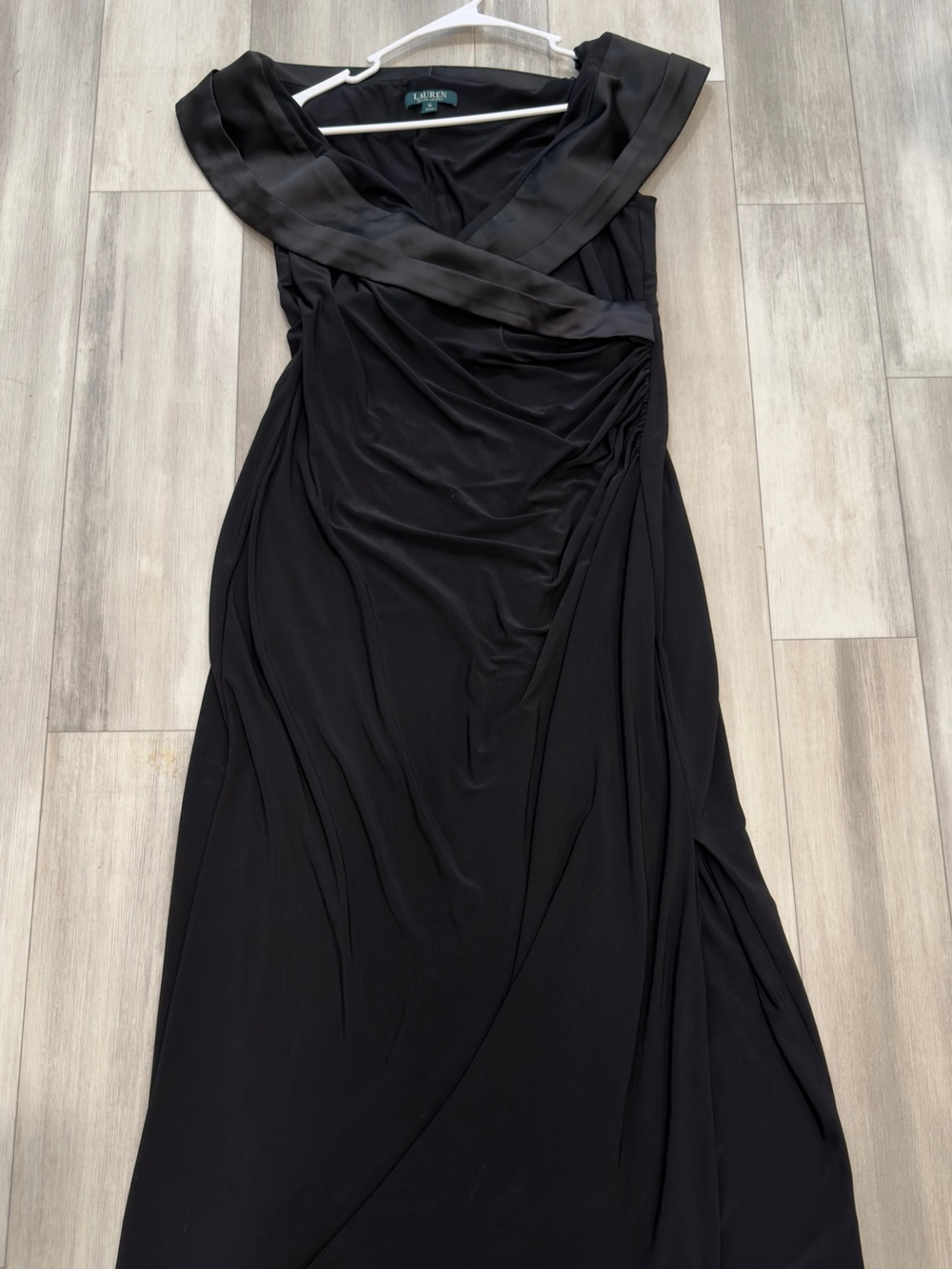 Ralph Lauren Black Draped V-Neck Maxi Dress